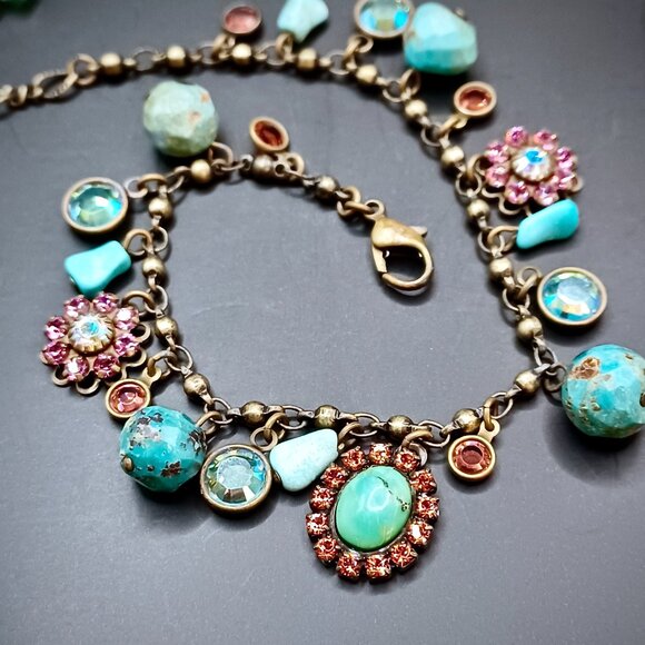 Liz Palacios turquoise and crystal charm bracelet - Picture 1 of 7